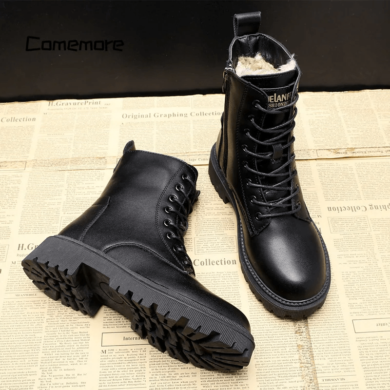 Helena - Botas Aisladas Forradas con Piel Sintética Negra