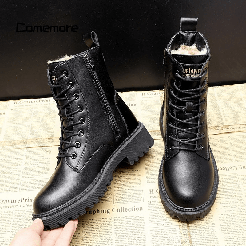 Helena - Botas Aisladas Forradas con Piel Sintética Negra