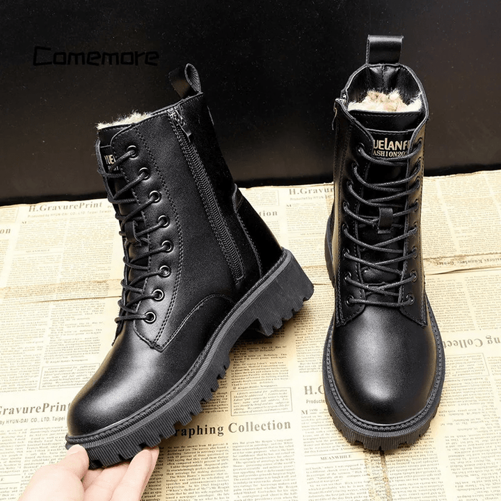 Helena - Botas Aisladas Forradas con Piel Sintética Negra
