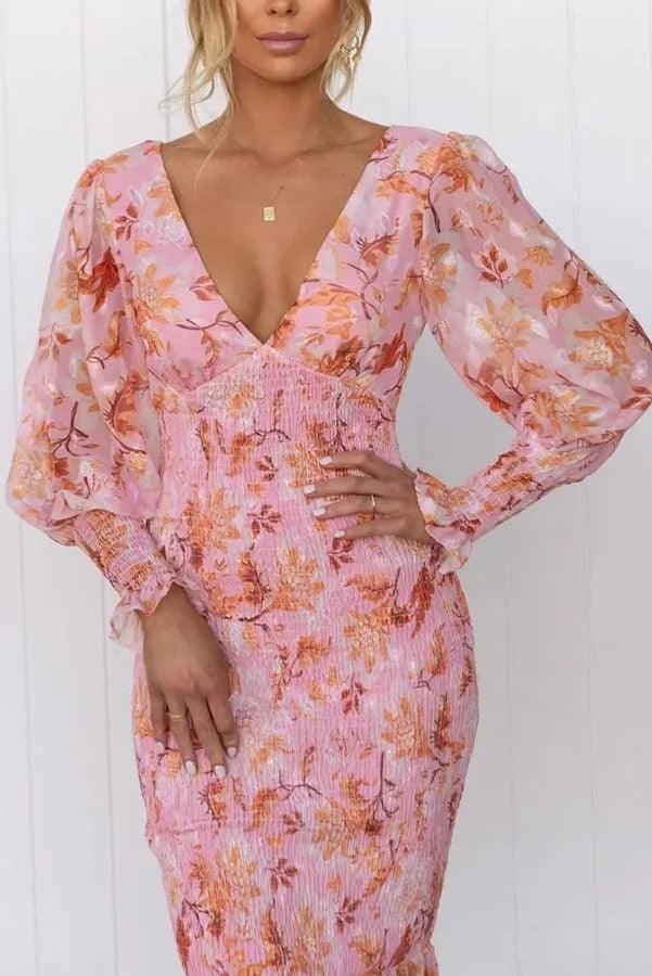 Camellia - Vestido Midi con Volantes y Estampado Floral