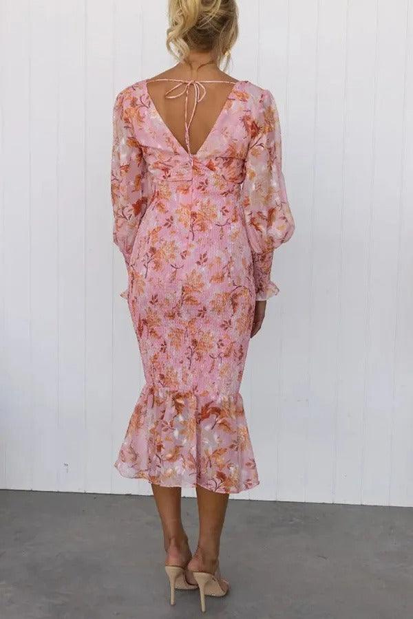 Camellia - Vestido Midi con Volantes y Estampado Floral