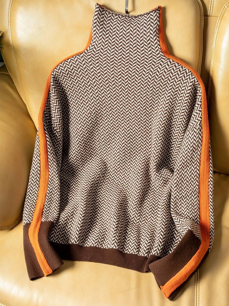 OLIVA - SUÉTER DE CUELLO ALTO A RAYAS AUDACES