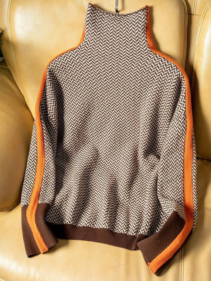 OLIVA - SUÉTER DE CUELLO ALTO A RAYAS AUDACES