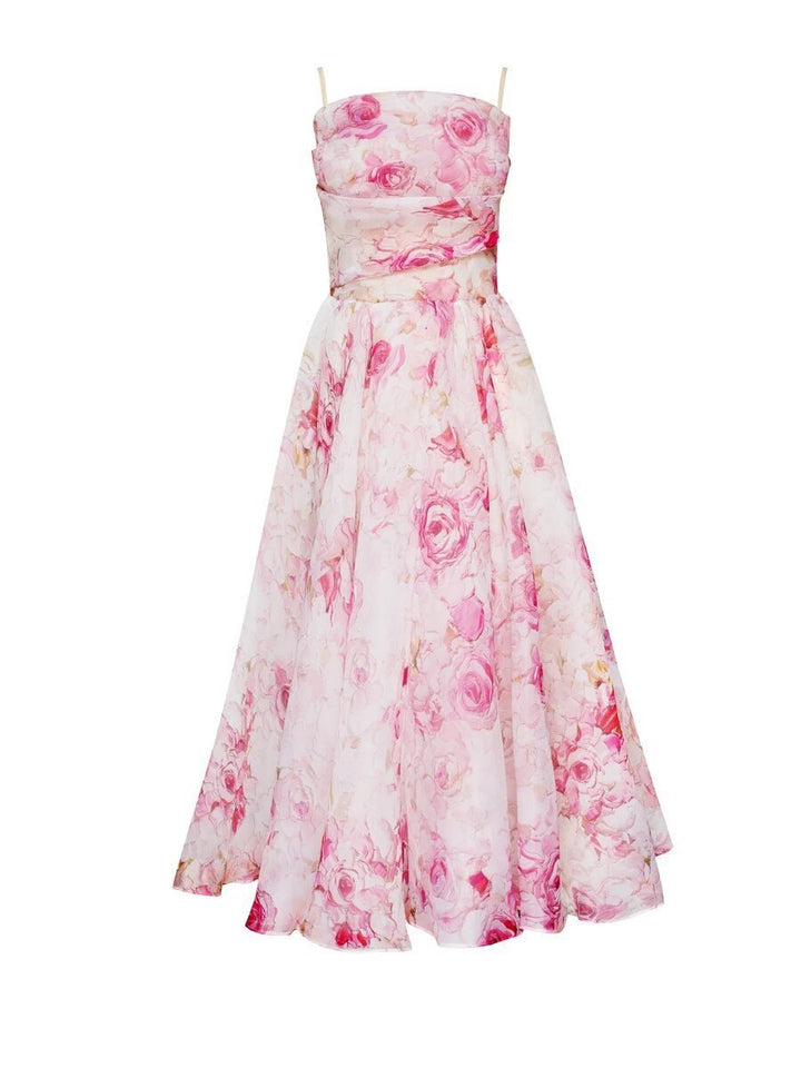 KESHIA - VESTIDO SUSPENSORIO CON ESTAMPADO SOFISTICADO