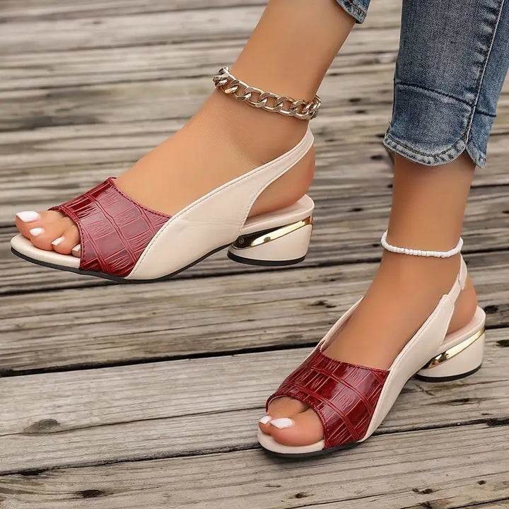 MAFIN - SANDALIAS ELEGANTES DE CUERO CON TACÓN BLOQUE