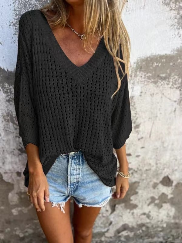 MARIGOLD - SUÉTER DE CROCHET CON ESCOTE EN V