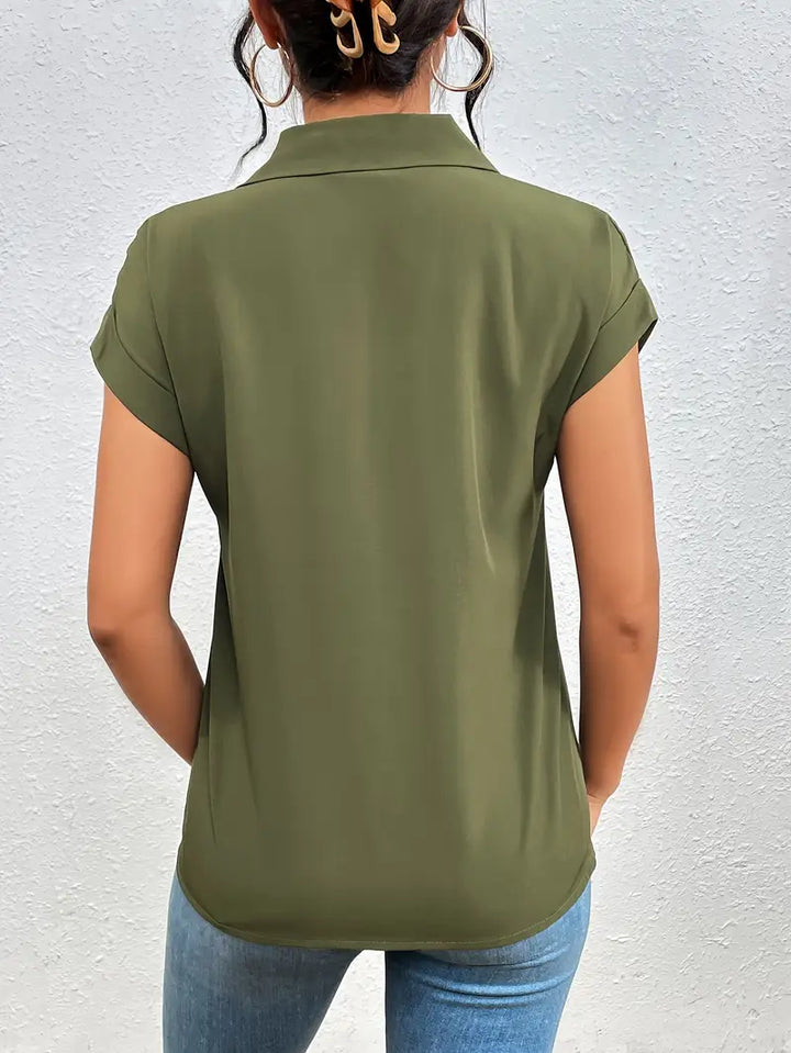 SAFIRA - BLUSA DE MANGA CORTA CON CREMALLERA AL FRENTE