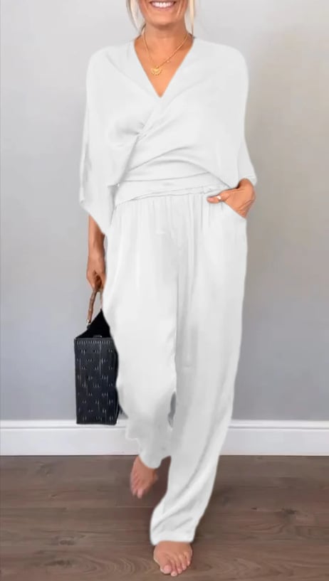 BALENA - CONJUNTO ENVOLVENTE DE TALLA COMPLETA CON BLUSA Y PANTALONES