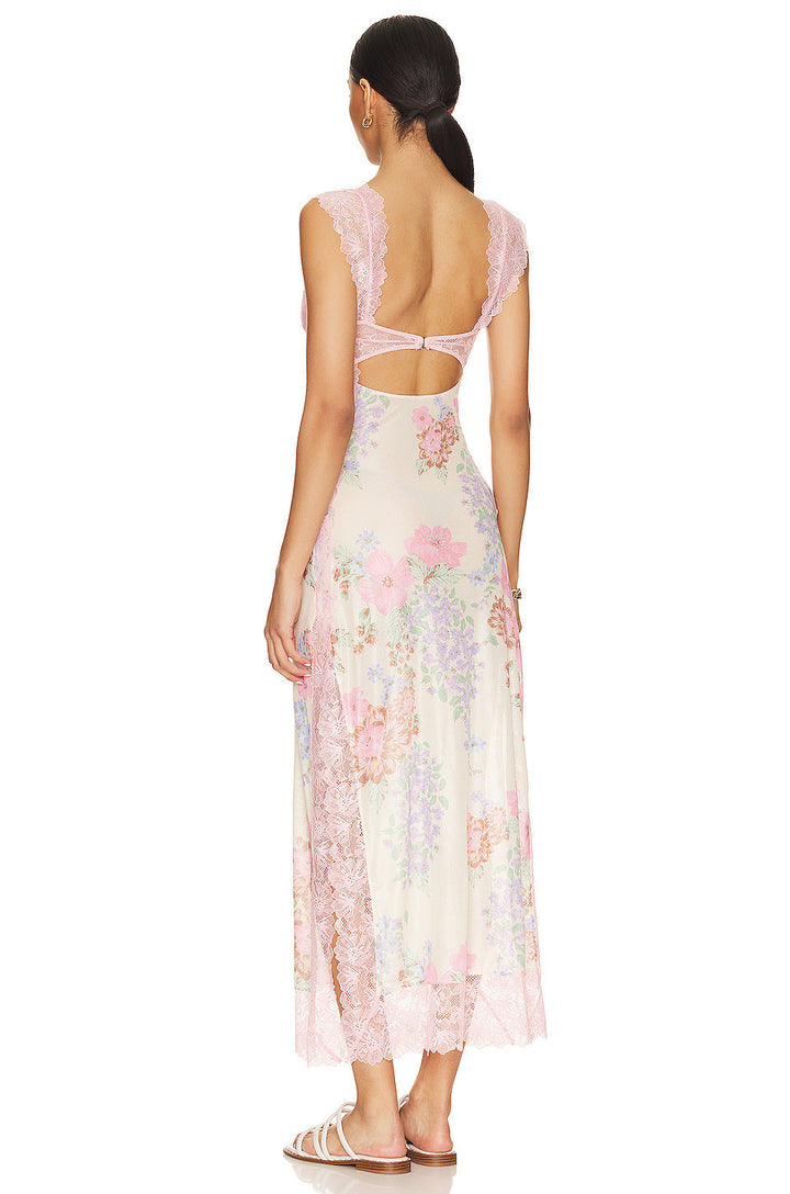 BERNICE - IMPRESIONANTE VESTIDO LARGO DE TIRANTES CON ESTAMPADO FLORAL