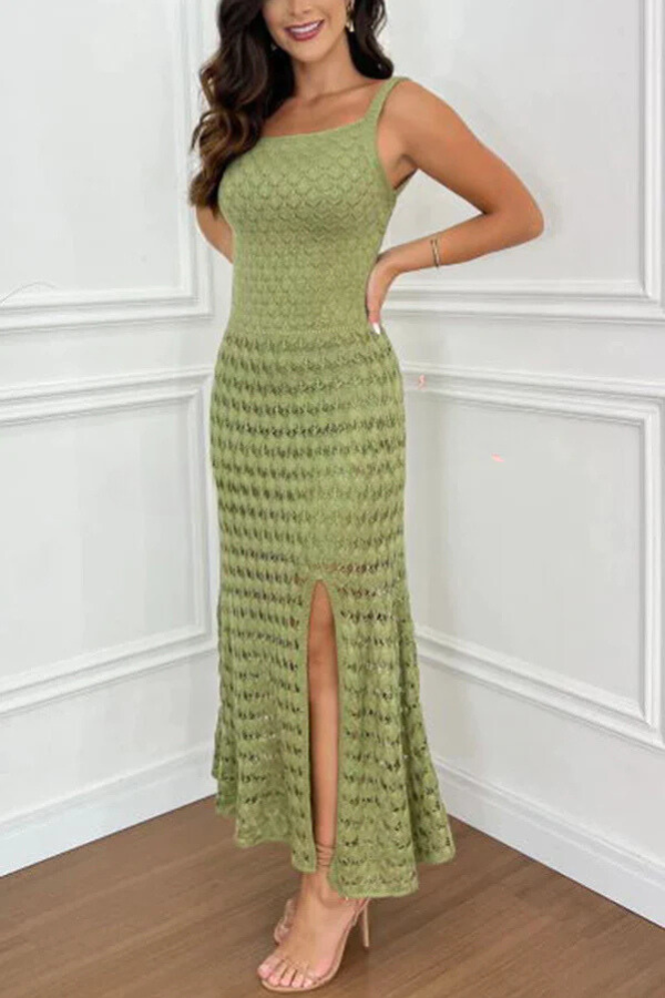 ALEXA - VESTIDO MAXI DE PUNTO CON RECORTE Y ARO