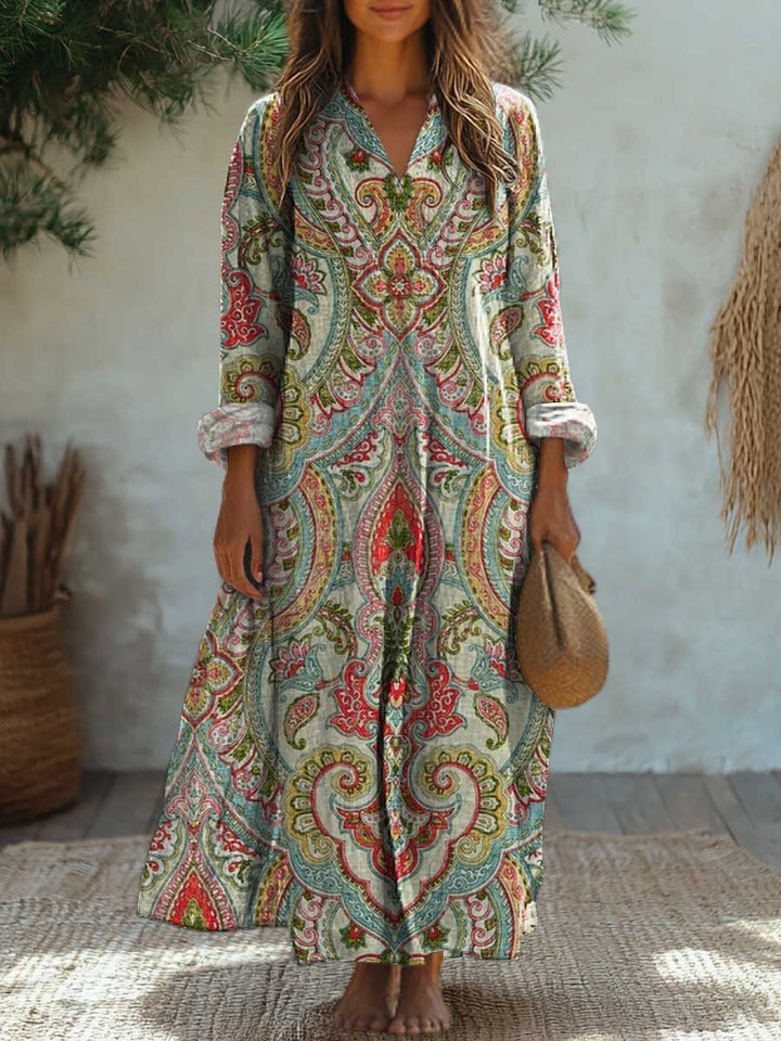 RET - VESTIDO MIDI CON ESTAMPADO FLORAL DE ENCANTO VINTAGE