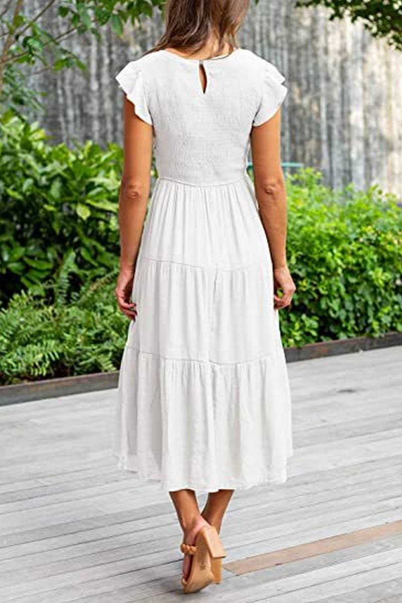 MARINEL - VESTIDO MIDI ELEGANTE FRUNCIDO