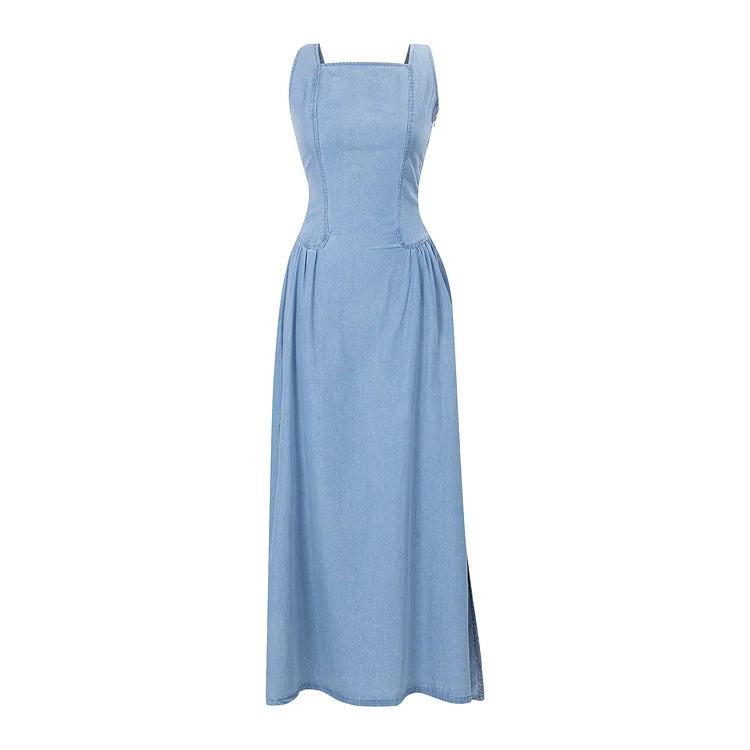 FEMAR - VESTIDO SIN MANGAS DE DENIM MIDNIGHT CON TIRANTES