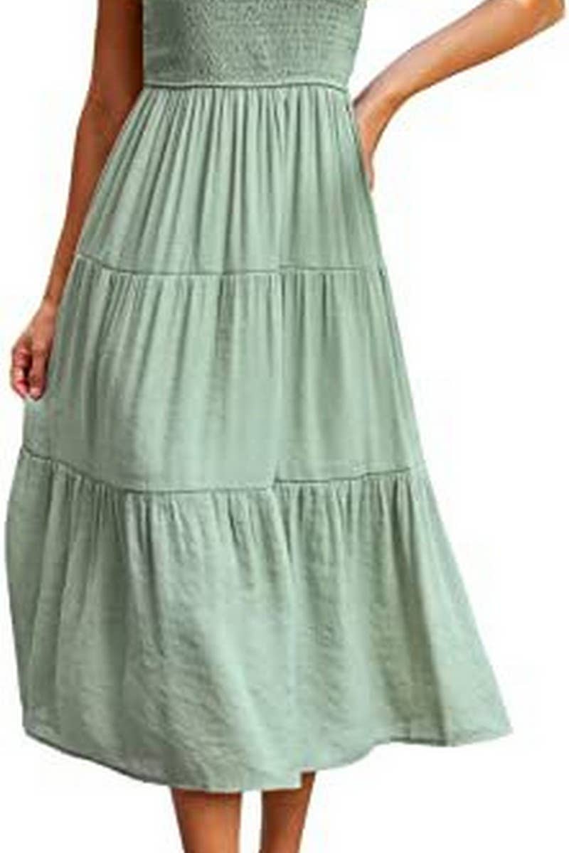 MARINEL - VESTIDO MIDI ELEGANTE FRUNCIDO