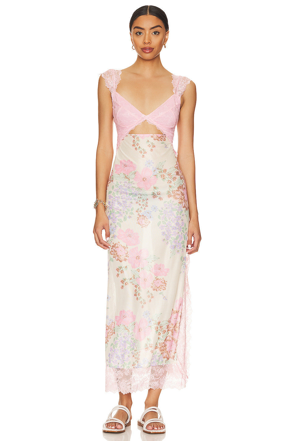 BERNICE - IMPRESIONANTE VESTIDO LARGO DE TIRANTES CON ESTAMPADO FLORAL