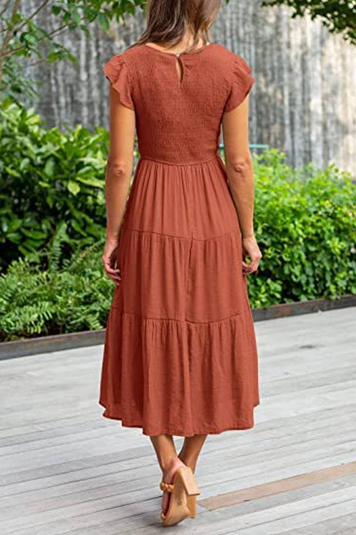 MARINEL - VESTIDO MIDI ELEGANTE FRUNCIDO