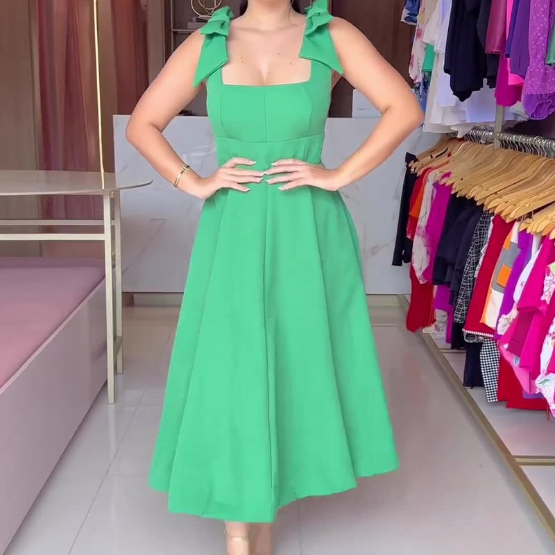 KENDALL - VESTIDO ELEGANTE SIN ESPALDA CON LAZO