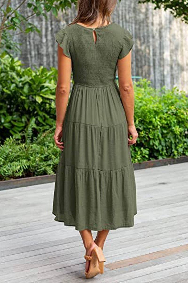 MARINEL - VESTIDO MIDI ELEGANTE FRUNCIDO