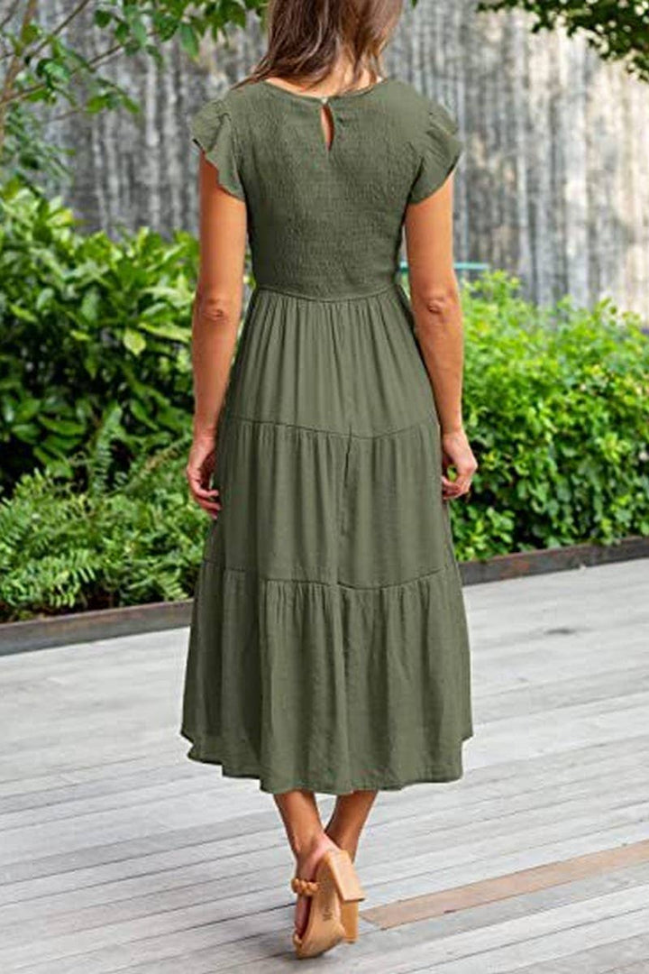 MARINEL - VESTIDO MIDI ELEGANTE FRUNCIDO