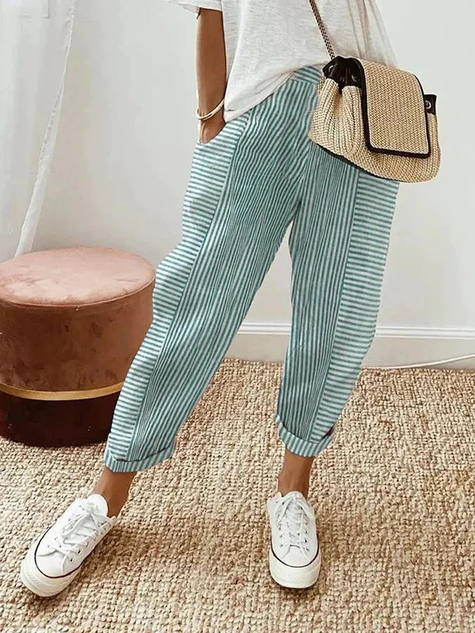 Celia | Pantalones Clásicos de Algodón a Rayas