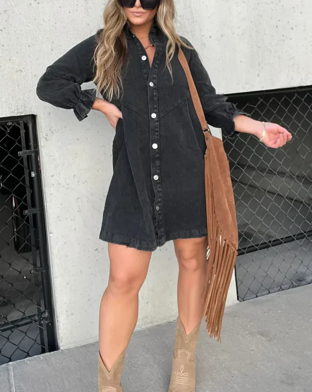 Centro - Vestido de mezclilla con mangas largas