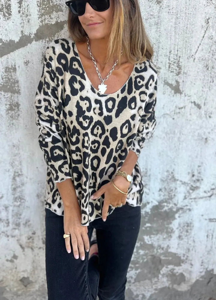 SERA - BLUSA CASUAL CON ESTAMPADO DE LEOPARDO