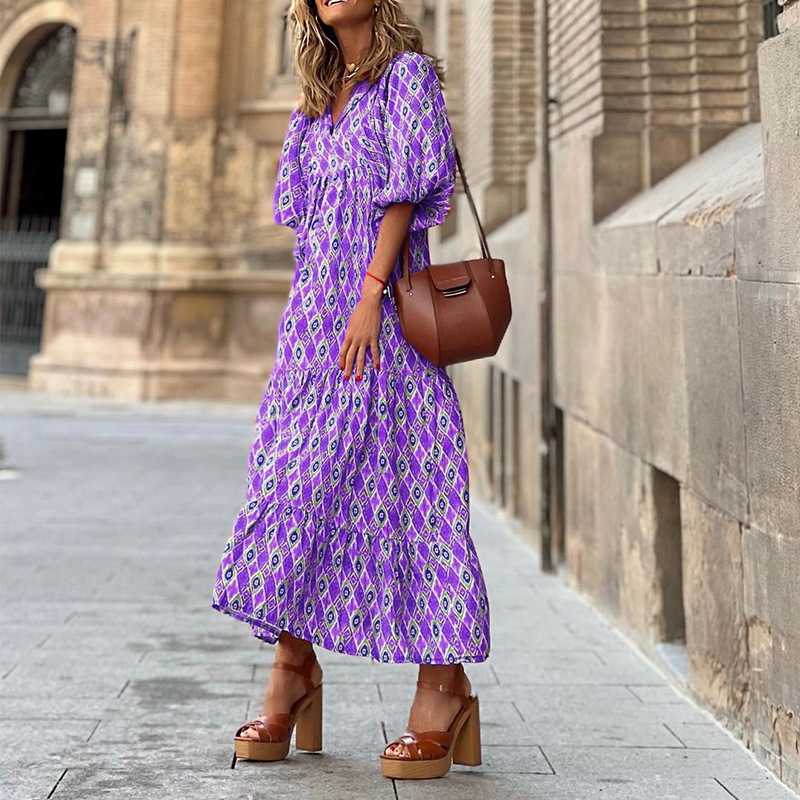Vestido Maxi Boho Mandy para Mujer con Mangas Abullonadas