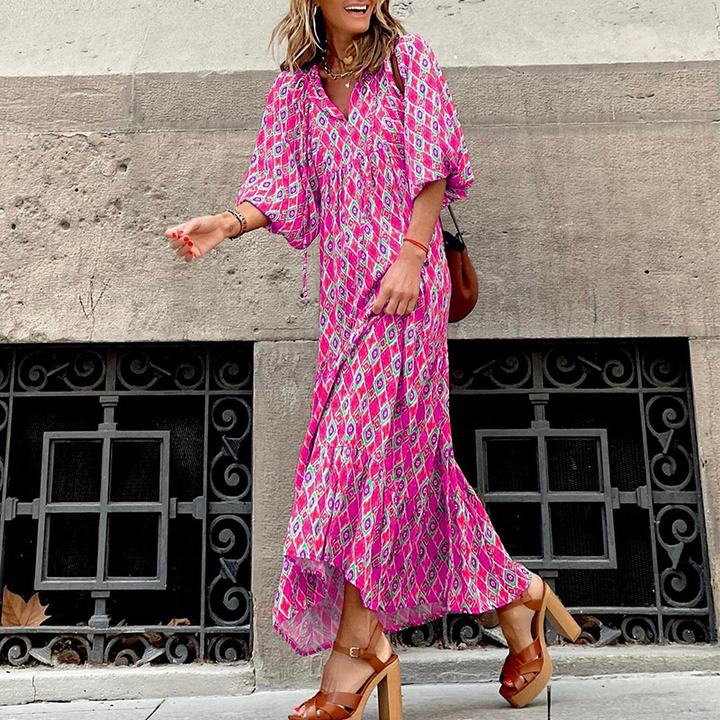Vestido Maxi Boho Mandy para Mujer con Mangas Abullonadas