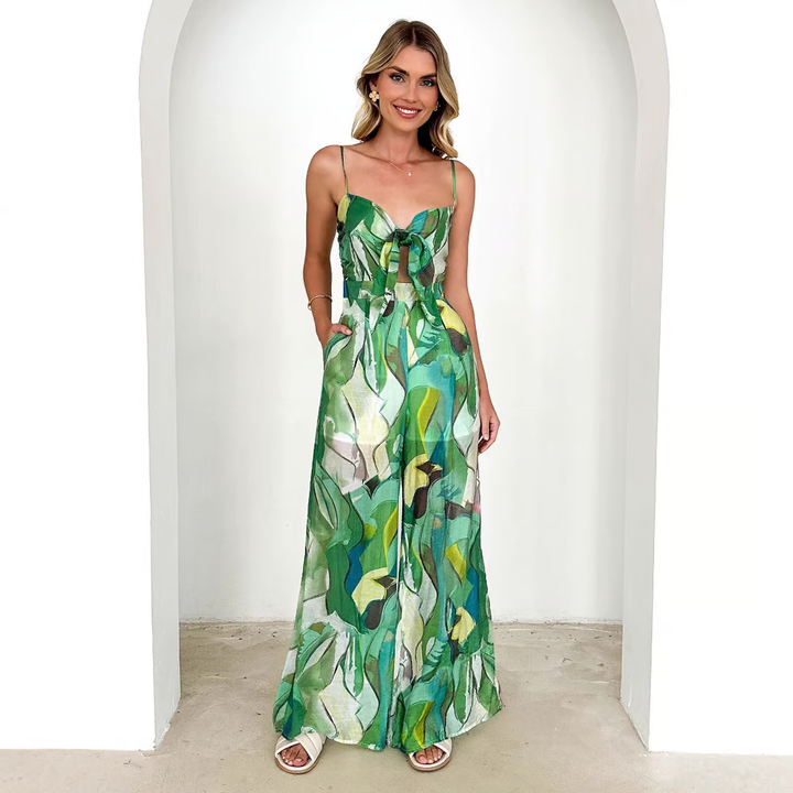 Jamie - Jumpsuit con tirantes y moños estampados