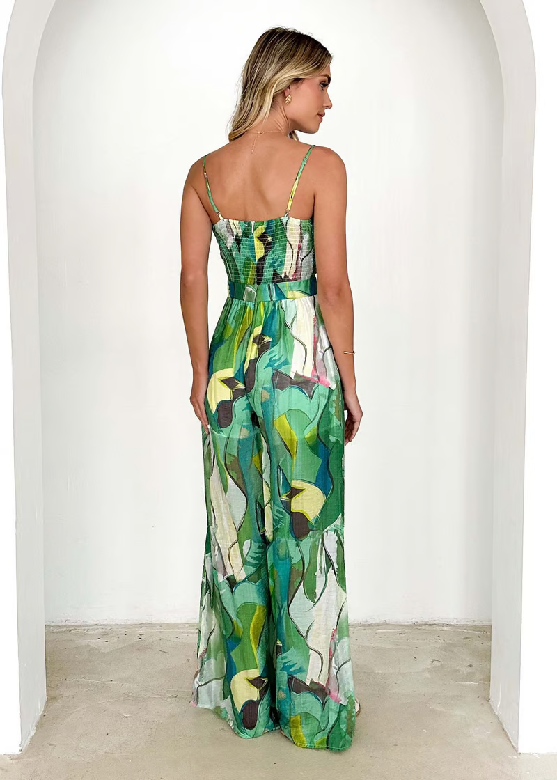 Jamie - Jumpsuit con tirantes y moños estampados