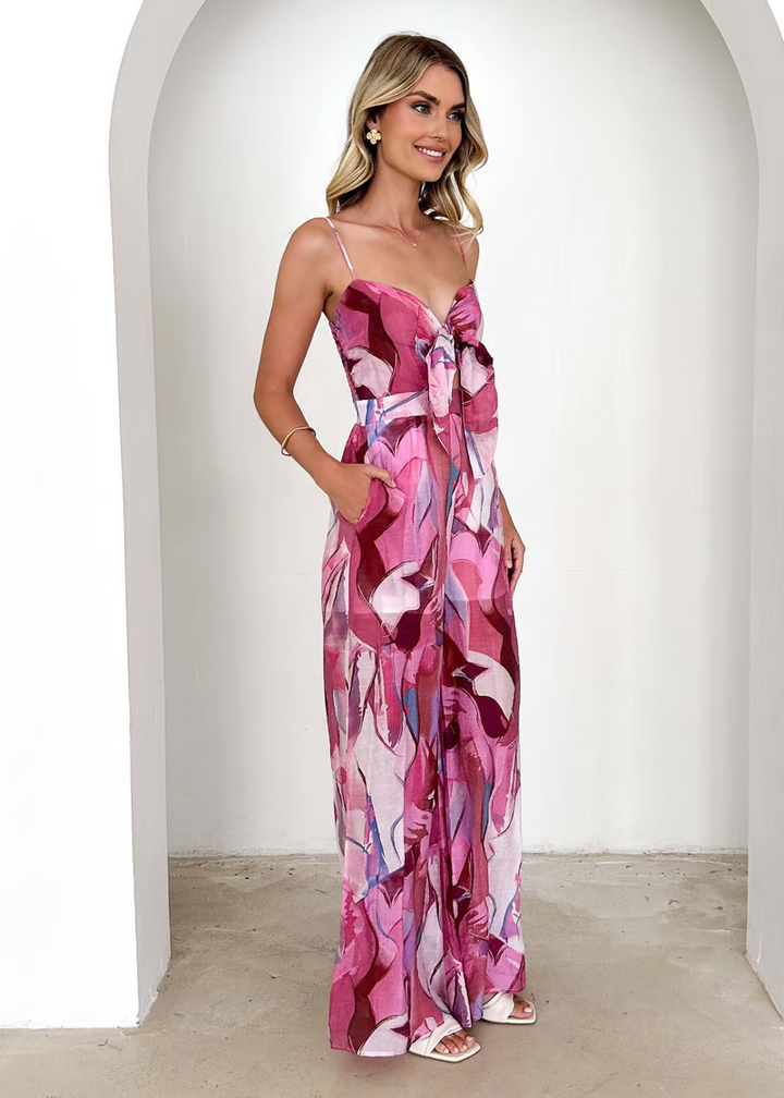 Jamie - Jumpsuit con tirantes y moños estampados