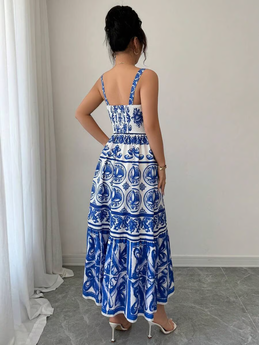 Wendy - Vestido Maxi Sling Blue Print