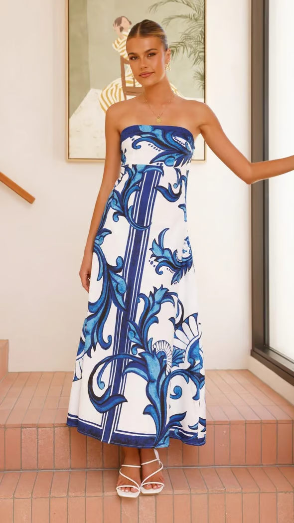 Eya - Vestido Maxi Elegante con Estampado Floral