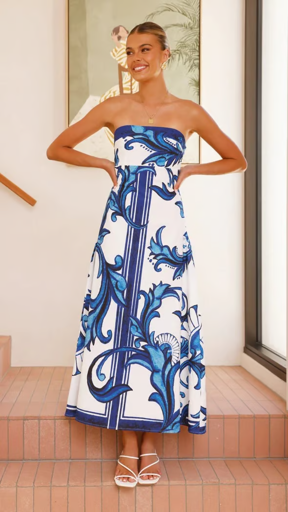 Eya - Vestido Maxi Elegante con Estampado Floral