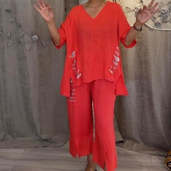 AALIYAH - CONJUNTO DE ROPA DE LINO ESTILO BALI