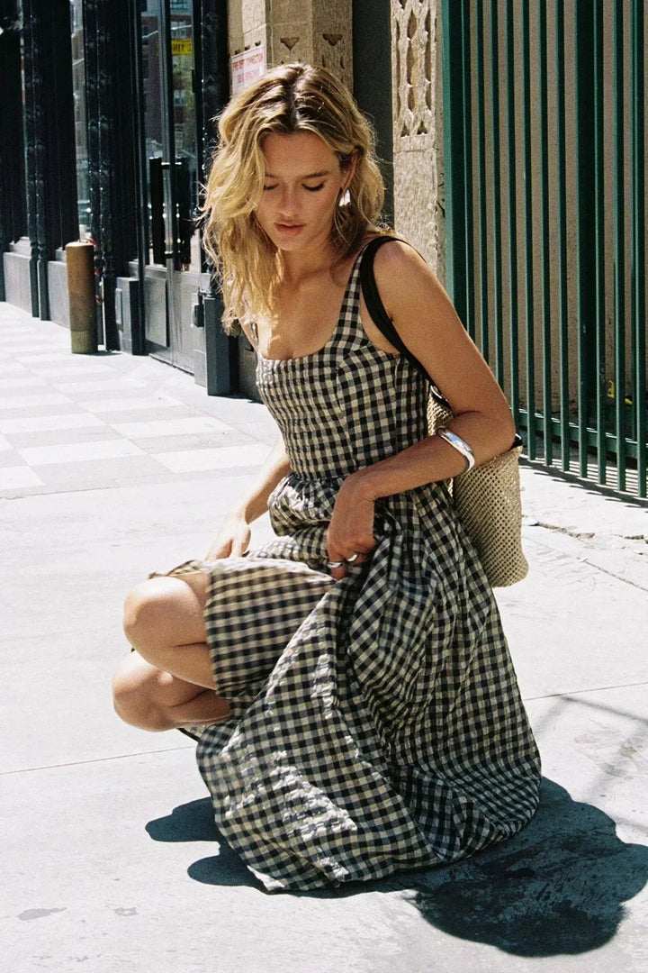 HARLEE - VESTIDO MAXI A CUADROS AUDACES