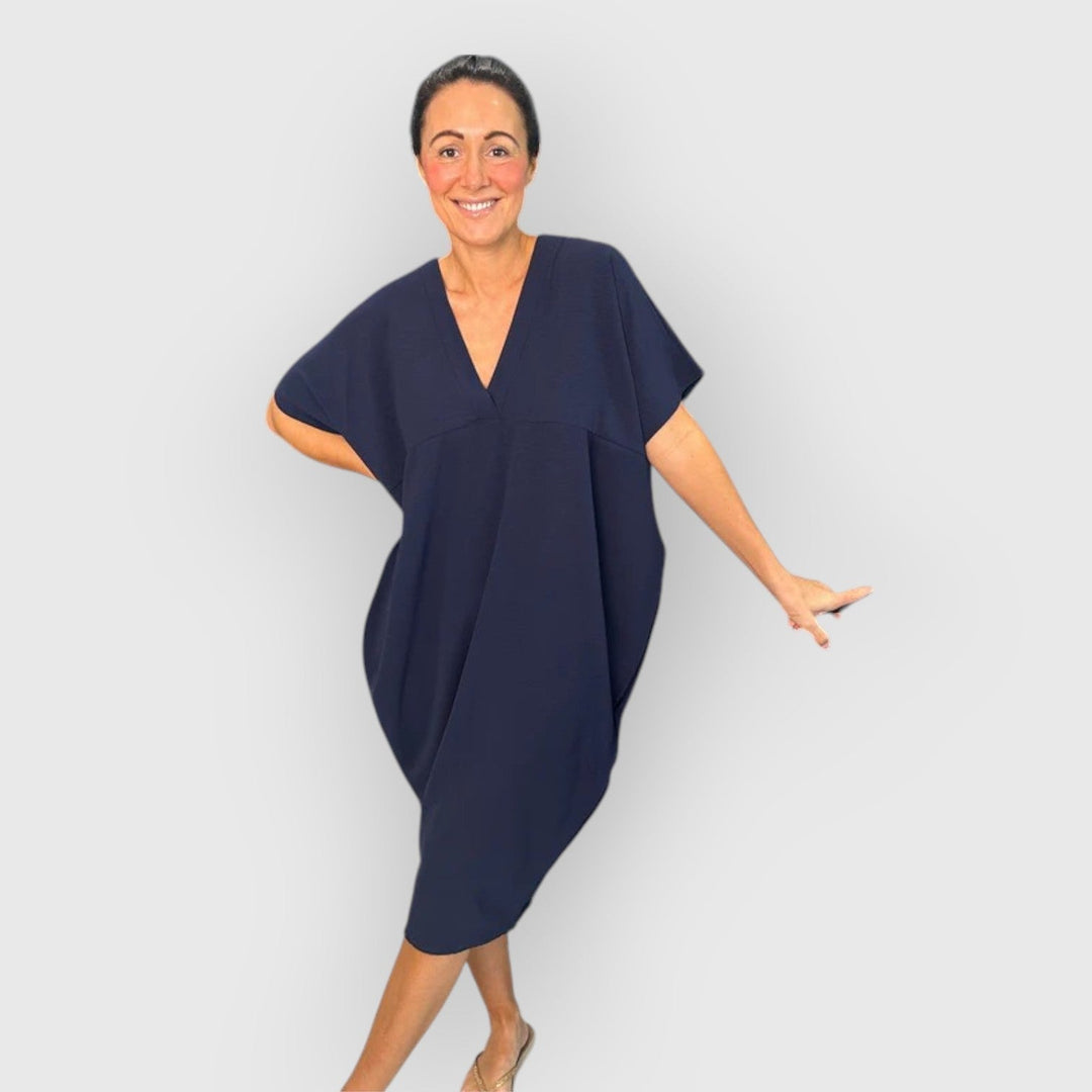 DANIELLE - VESTIDO MIDI FLUIDO DE MANGA CORTA
