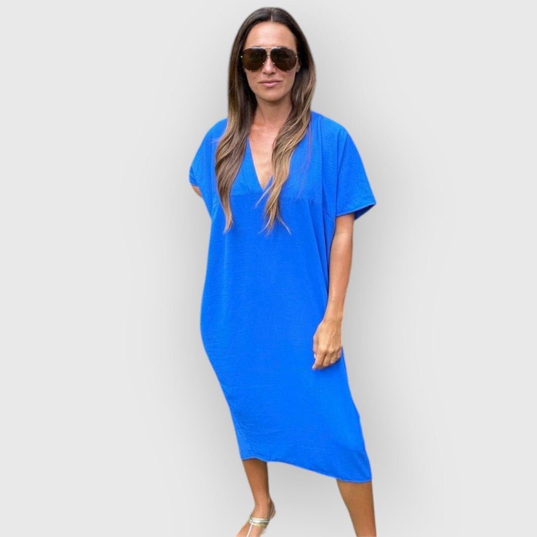 DANIELLE - VESTIDO MIDI FLUIDO DE MANGA CORTA