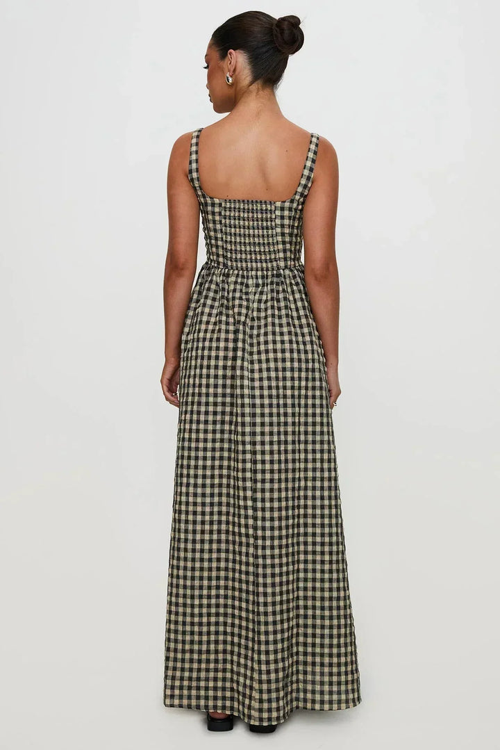 HARLEE - VESTIDO MAXI A CUADROS AUDACES