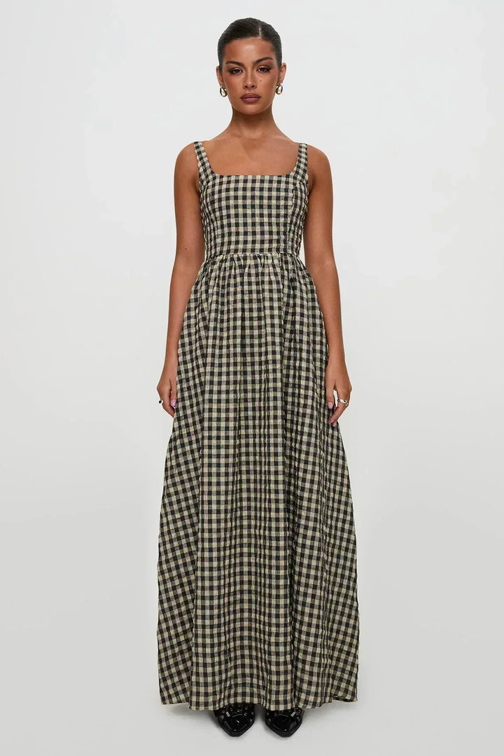 HARLEE - VESTIDO MAXI A CUADROS AUDACES
