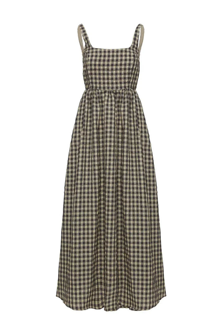 HARLEE - VESTIDO MAXI A CUADROS AUDACES