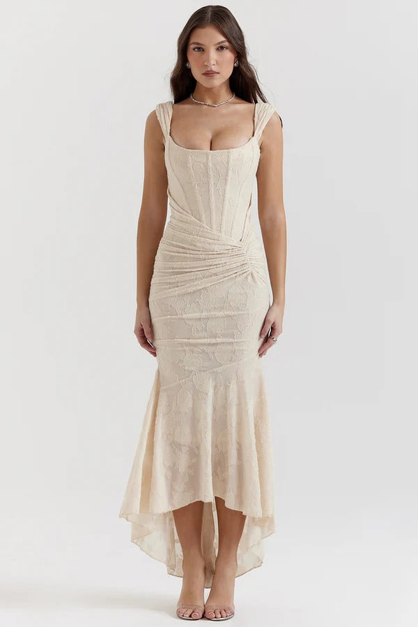 WANWAN - VESTIDO MAXI CON ESTAMPADO DE FLORES