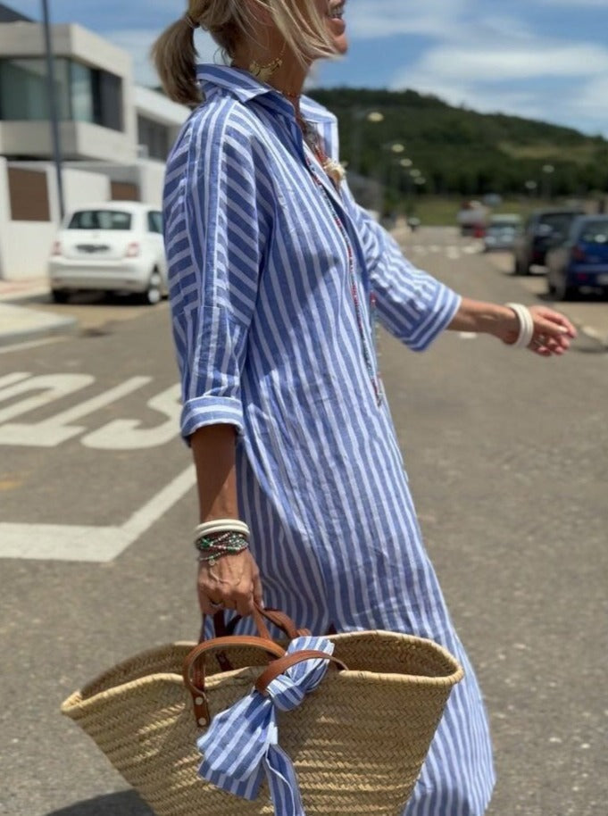 Colen | Vestido Camisero Clásico a Rayas