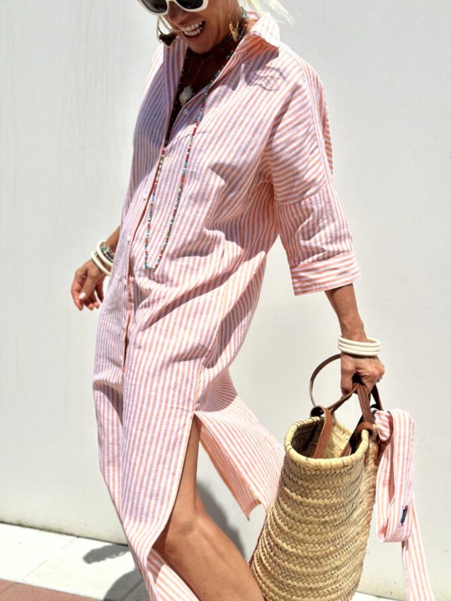 Colen | Vestido Camisero Clásico a Rayas