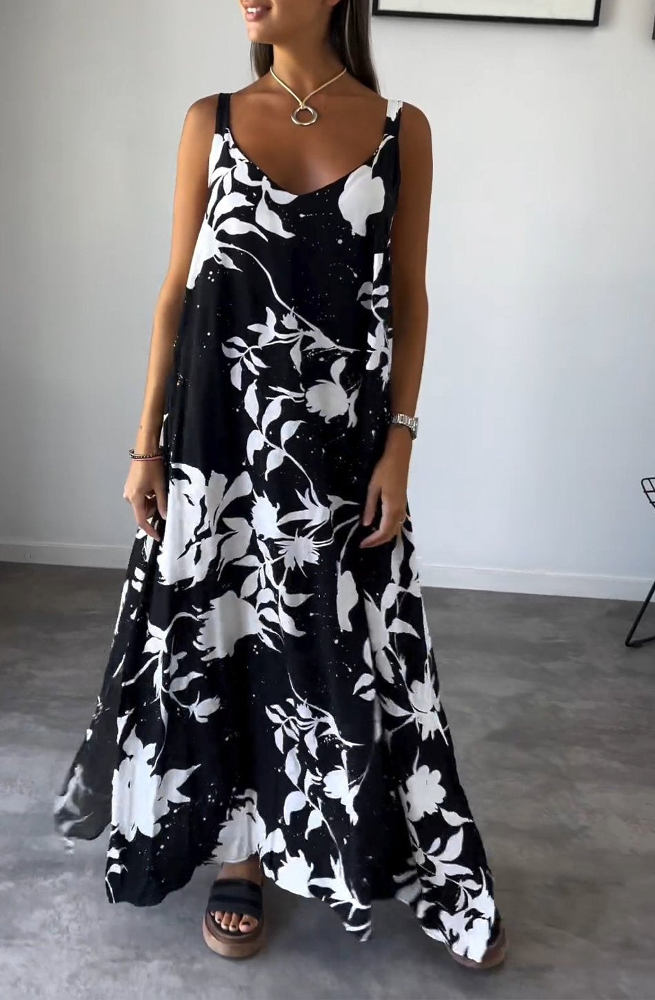 RADA - VESTIDO LENCERO ELEGANTE CON ESTAMPADO