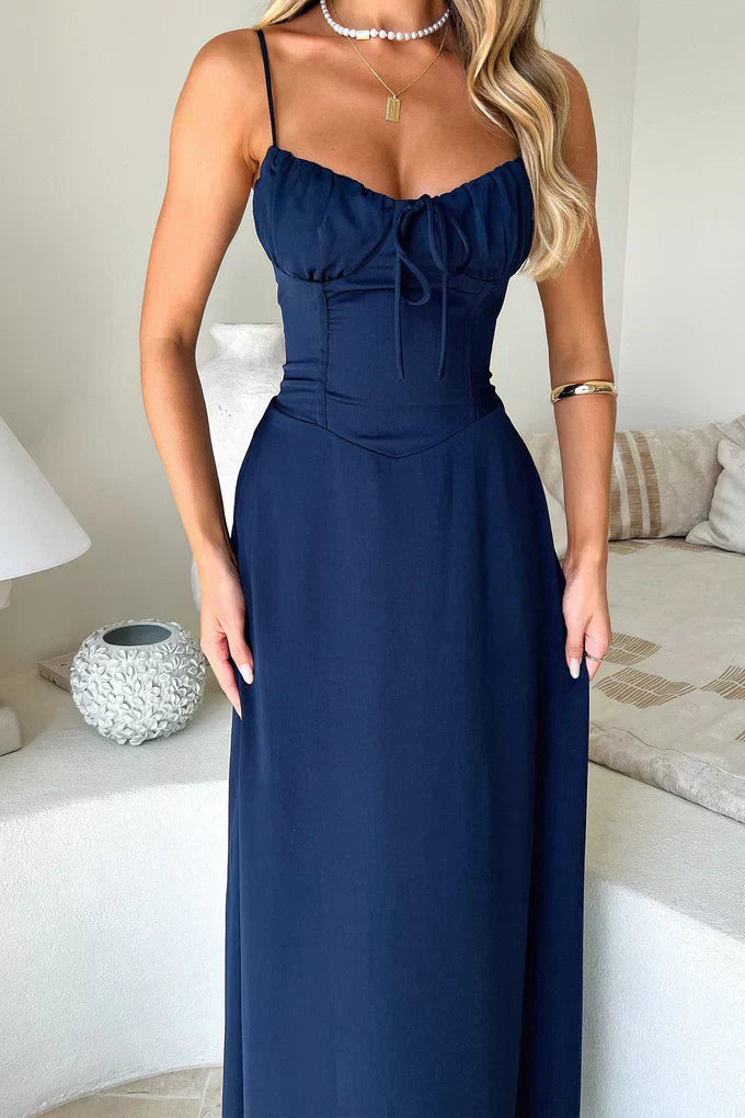 Cambria - Elegante Vestido Maxi Cruzado con Tirantes Finos