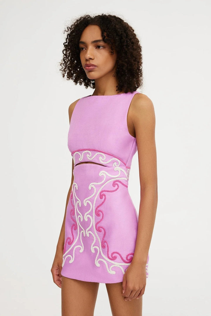 ACHSAH - VESTIDO MINI ARTÍSTICO BORDADO