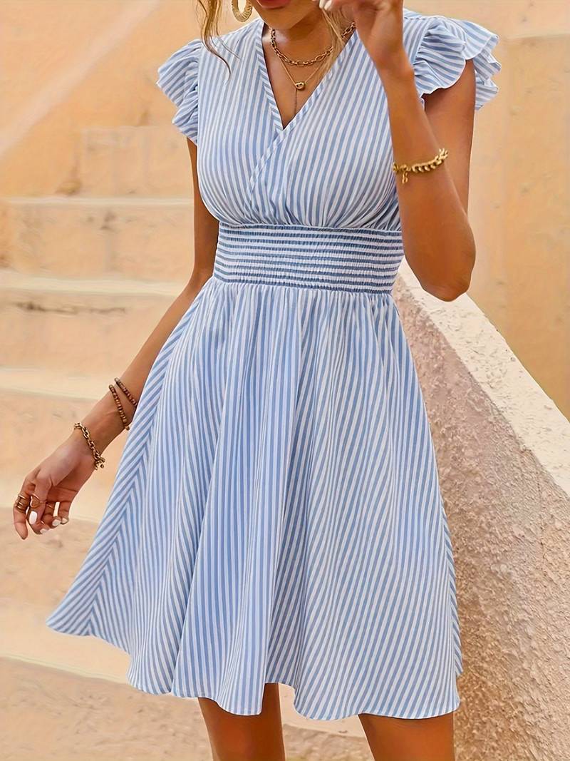 Myra | Vestido a Rayas con Volantes