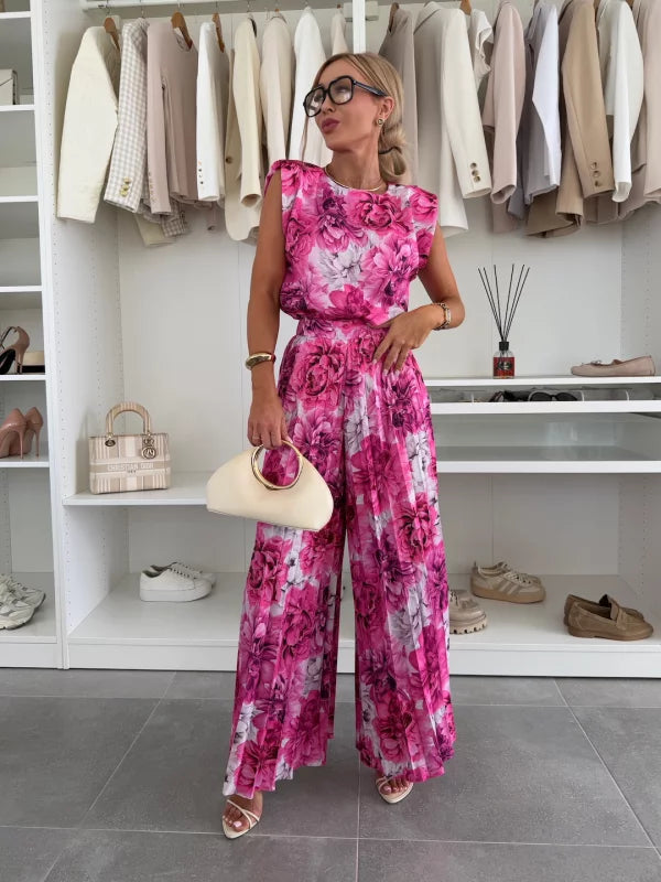 WILLIA - CONJUNTO CHIC DE BLUSA CUELLO REDONDO Y PANTALÓN