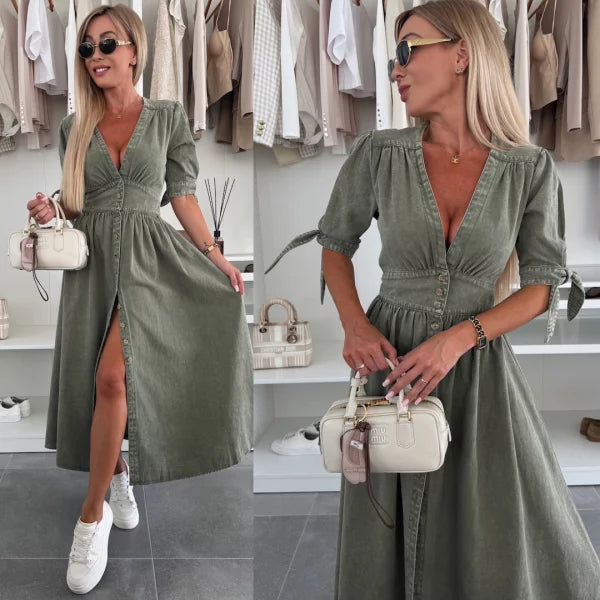 IVANIA - VESTIDO DE DENIM VIBRANTE